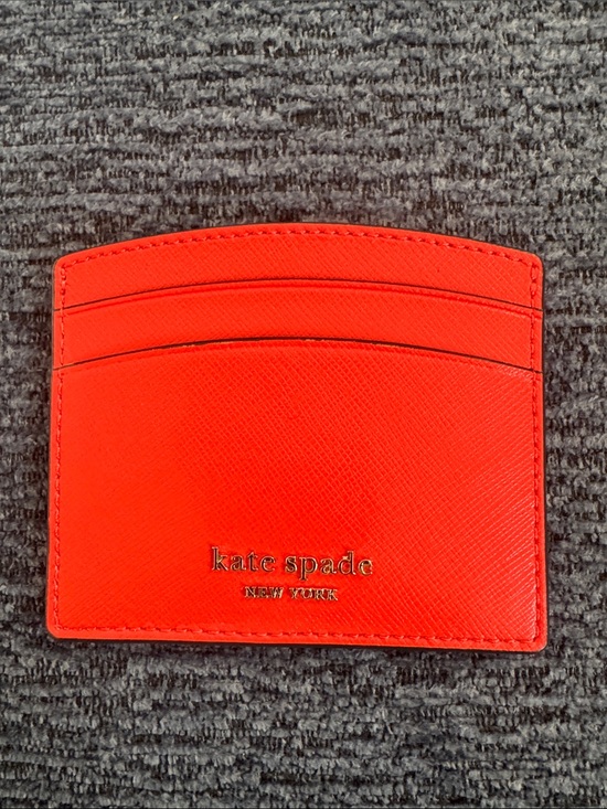 kate spade Accessories - kate spade Red Leather Card Holder with Spade Accent